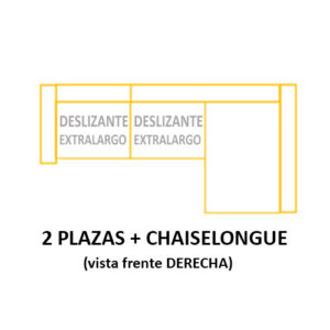 2PL DESLIZANTE XL+CH DERECHO ASIENTOS de 60cm (Largo 240 x Alto 105 x Fondo 155) ±