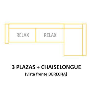 3PL 2 RELAX+CH DERECHO ASIENTO de 80cm (Largo 280 x Alto 110 x Fondo 160) ±