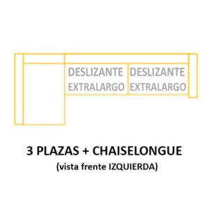 3PL DESLIZANTE XL+CH IZQUIERDA ASIENTOS de 70cm (Largo 270 x Alto 105 x Fondo 155) ±